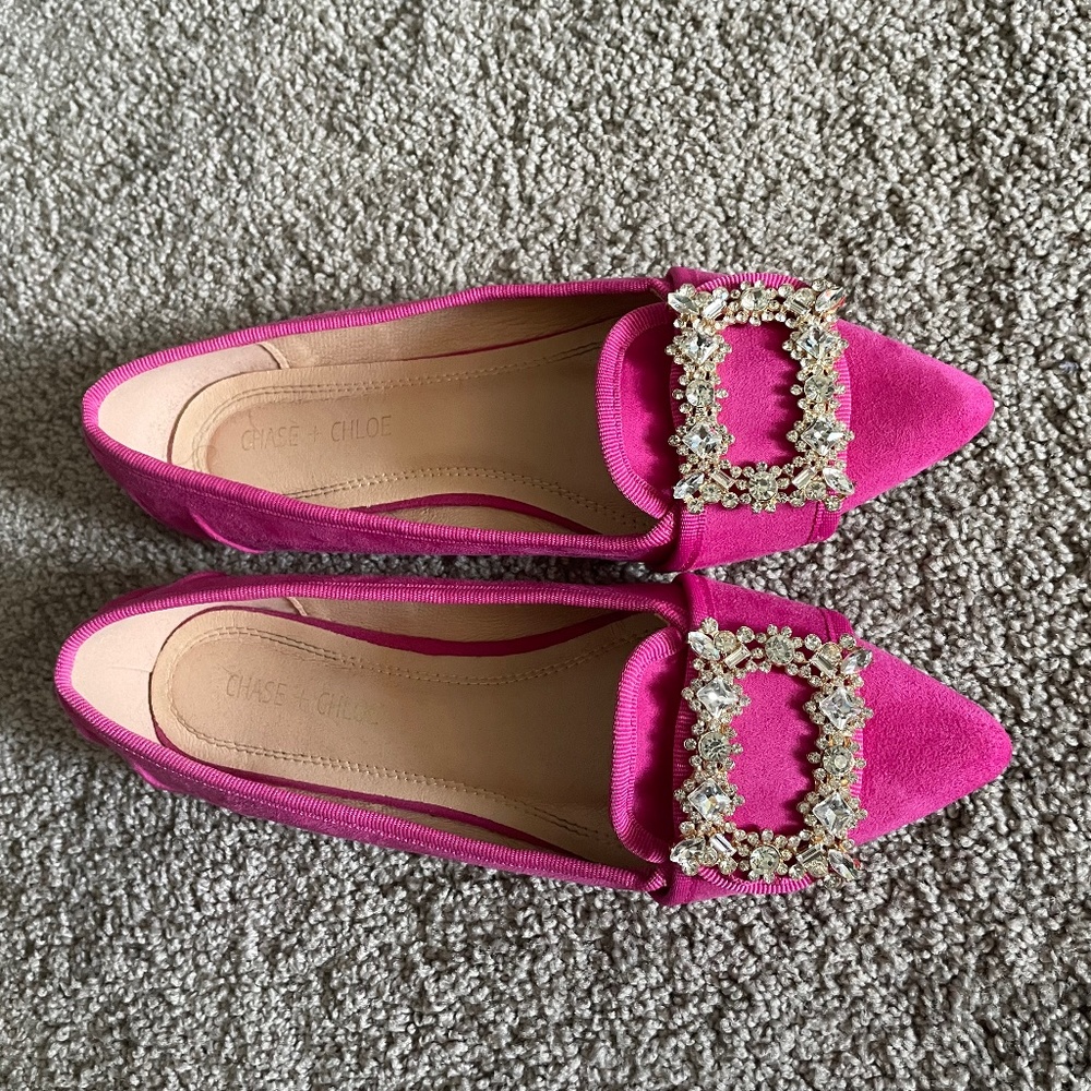 Pink Rhinestone flats